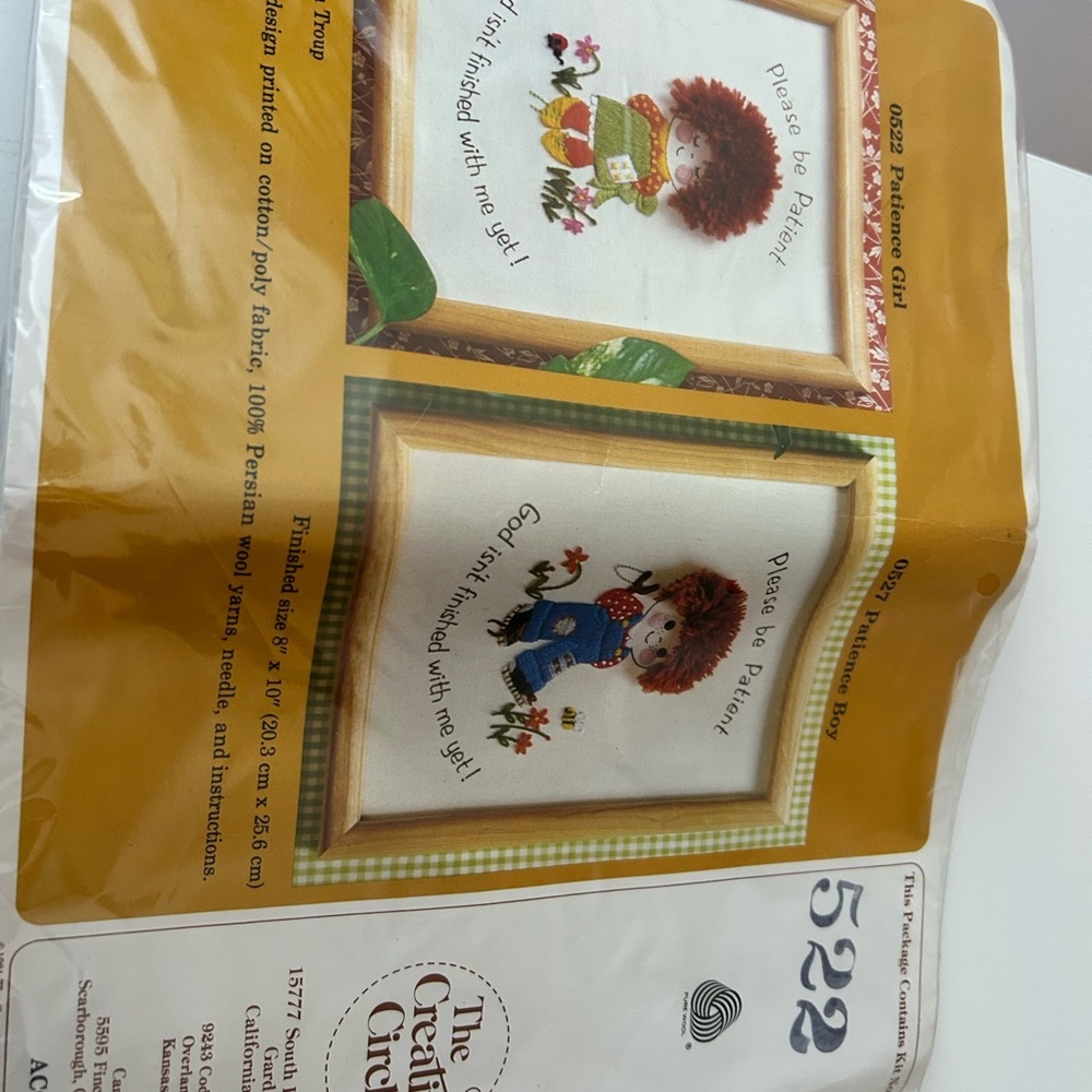 4/$50 RAGGEDY ANN cross stitch needlepoint kit creative circle 522